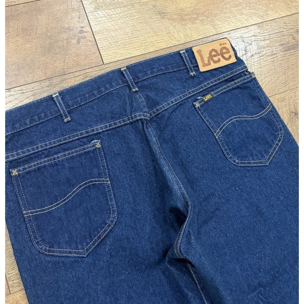 Vintage 80s Lee Riders 38x25.5 Navy Blue Denim Jeans Union Made In USA Scovill
